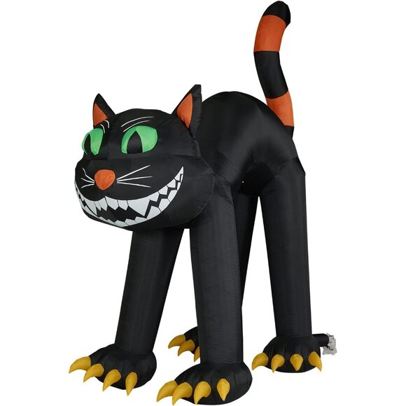 10-ft Giant  Black Cat Halloween Blow Up Inflatable Decoration with LED Light - Picture 1 of 11